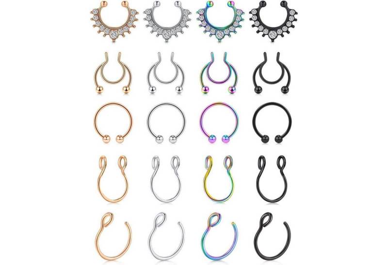 Mayhoop Nasenpiercing-Set Nasenpiercings Fake Piercings Edelstahl Nase Lippe 20G 8mm von Mayhoop