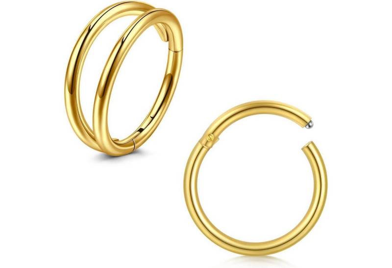 LuxusKollektion Nasenpiercing-Set Nasenring 16G Edelstahl Clicker Hoop Septum Helix Gold Doppelt von LuxusKollektion