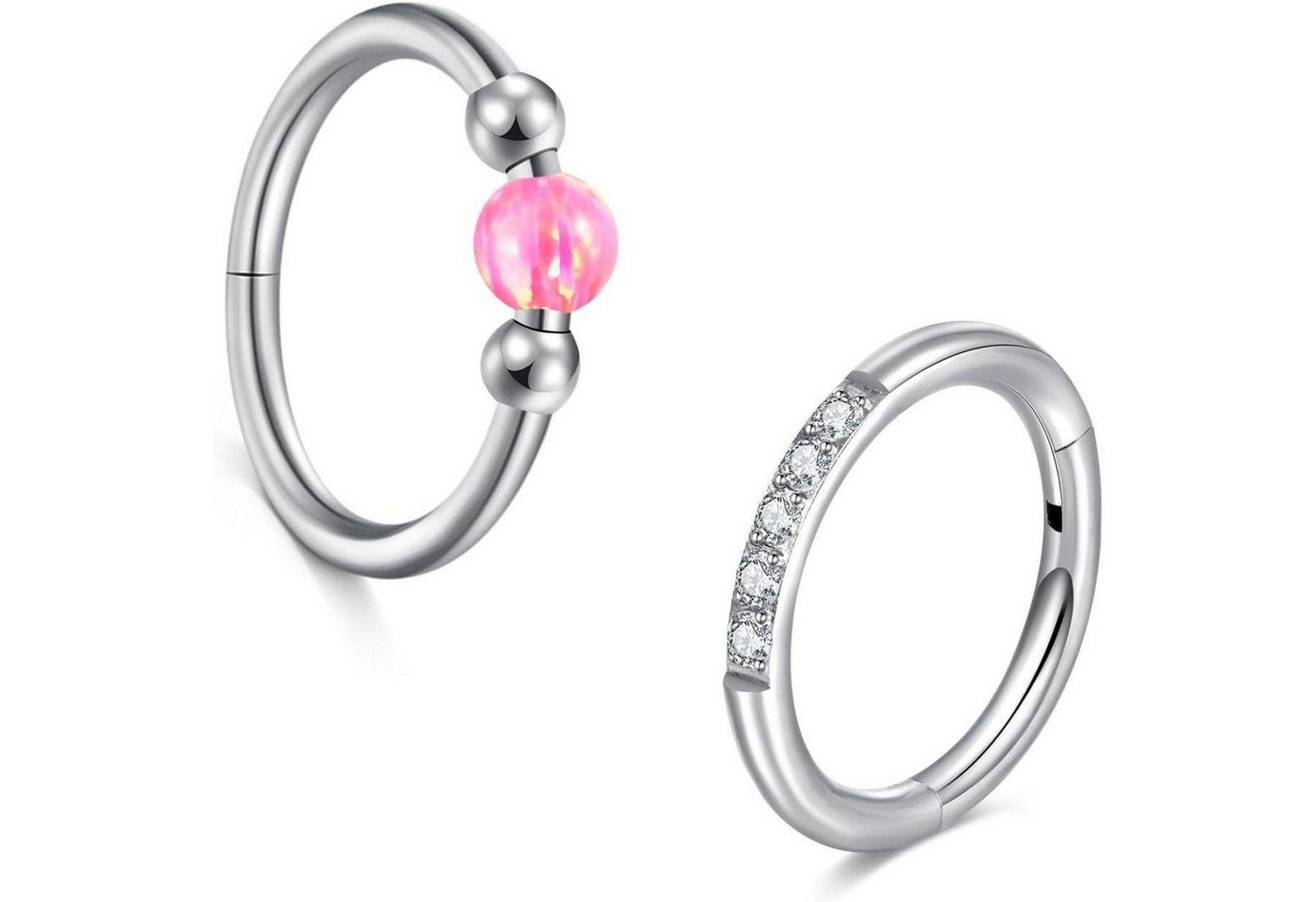 LuxusKollektion Nasenpiercing-Set Nasenring 2Stk 16G Edelstahl Clicker Segment Septum Helix Lila Opal von LuxusKollektion