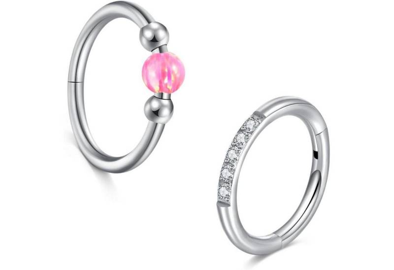 LuxusKollektion Nasenpiercing-Set Nasenring 2Stk 16G Edelstahl Clicker Segment Septum Helix Lila Opal von LuxusKollektion