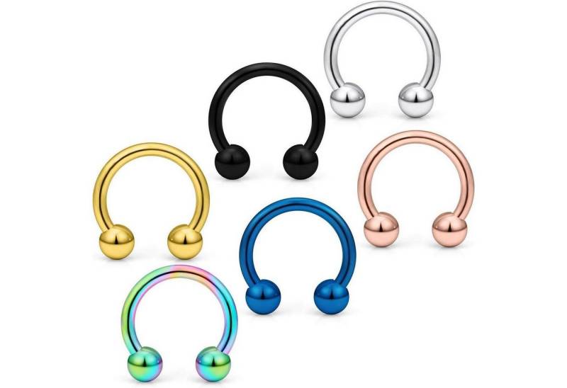 LuxusKollektion Nasenpiercing-Set Nasenring Chirurgenstahl Hufeisen 6er 20 18 16 14 12 1.6*10*4 von LuxusKollektion