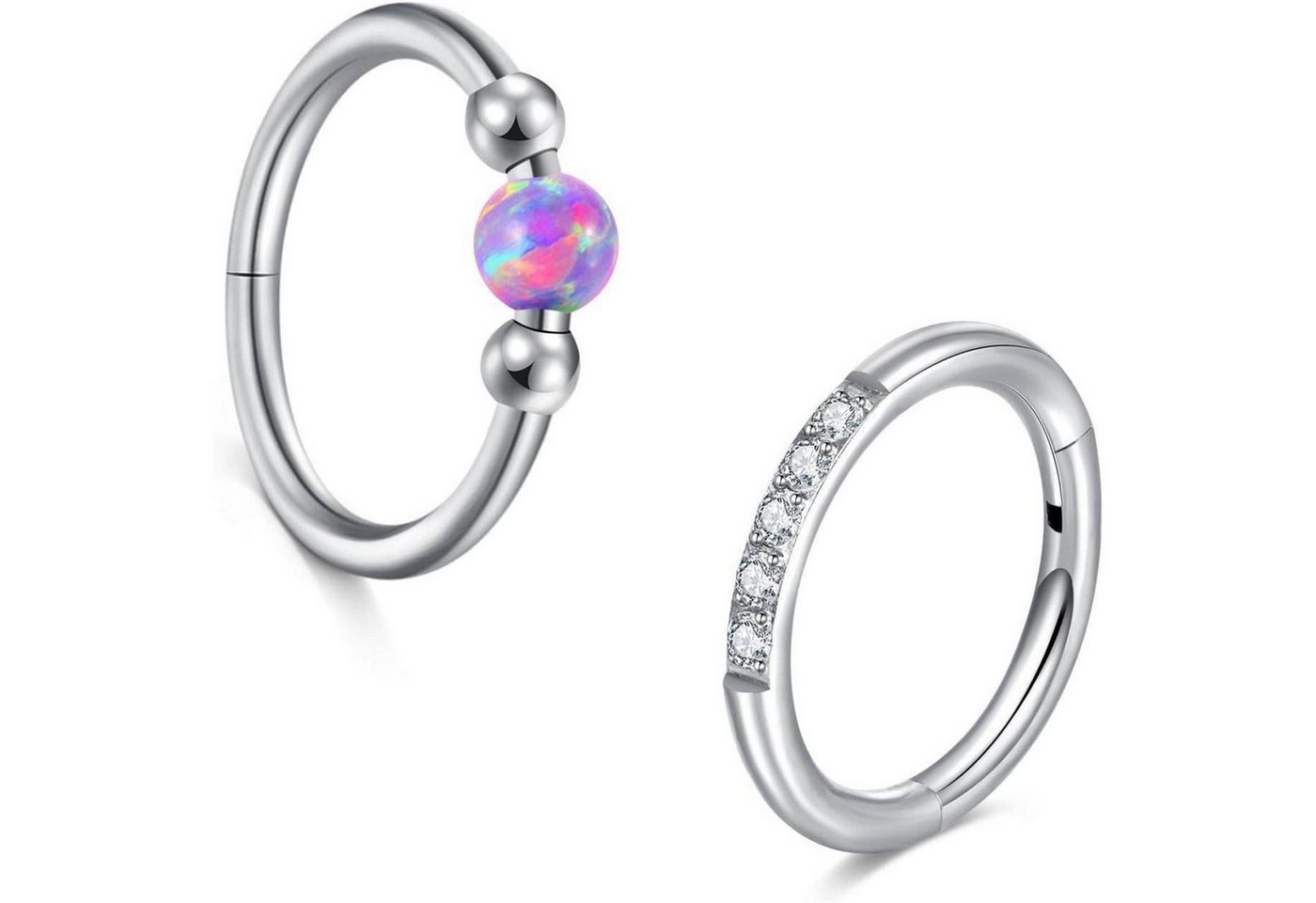 LuxusKollektion Nasenpiercing-Set Nasenring Hoop Clicker 16G Edelstahl Septum Helix Azurblau Opal von LuxusKollektion