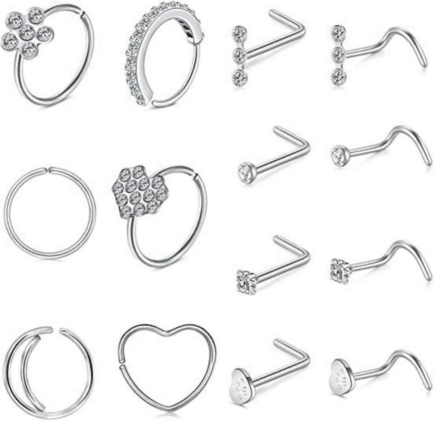 LuxusKollektion Nasenpiercing-Set Nasenring Nasenpiercing 20G Set Chirurgenstahl Strass Schmuck 30Stk LuxusKollektion Nasenpiercing-Set Nasenring Nasenpiercing 20G Set Chirurgenstahl Strass Schmuck 30Stk von LuxusKollektion