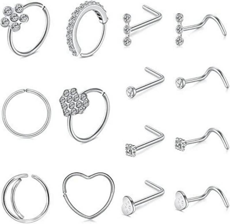 LuxusKollektion Nasenpiercing-Set Nasenring Nasenpiercing 20G Set Chirurgenstahl Strass Schmuck 30Stk von LuxusKollektion