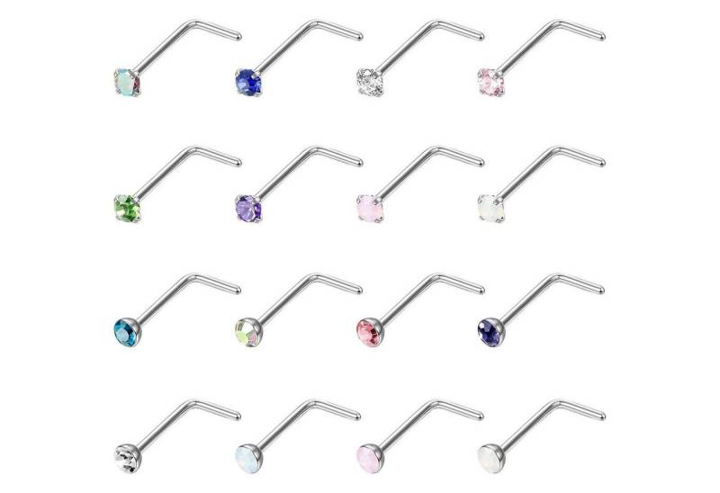 LuxusKollektion Nasenpiercing-Set Nasenstecker 16 Stück 20G Chirurgenstahl Damen Herren L-nasenpiercing LuxusKollektion Nasenpiercing-Set Nasenstecker 16 Stück 20G Chirurgenstahl Damen Herren L-nasenpiercing von LuxusKollektion