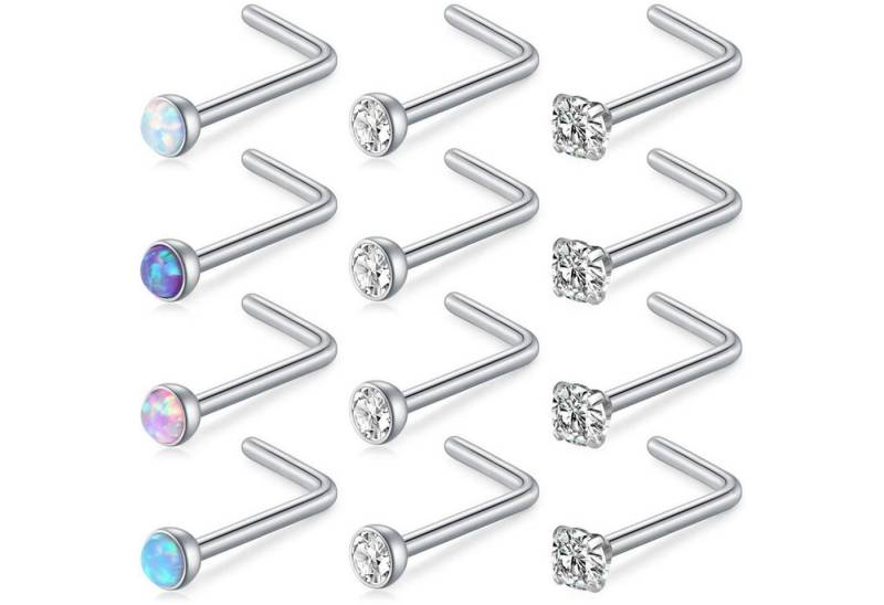 Rajnard Nasenpiercing-Set Nasenstecker 18G 20 Stück Chirurgenstahl Zirkonia Opal Kristall von Rajnard