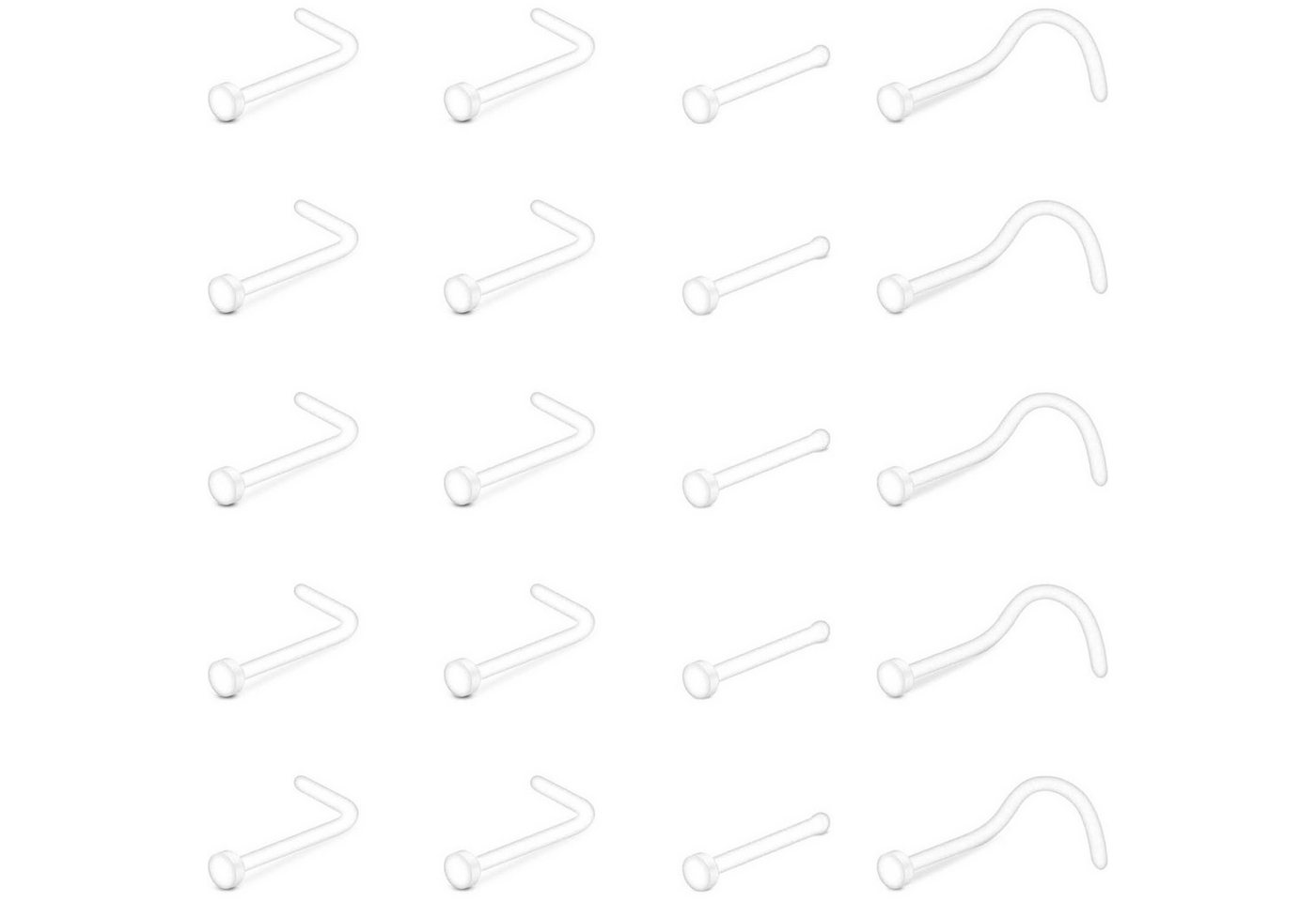 LuxusKollektion Nasenpiercing-Set Nasenstecker Bioflex 20G 18G Retainer L Form 20stk 18g Gemischt von LuxusKollektion