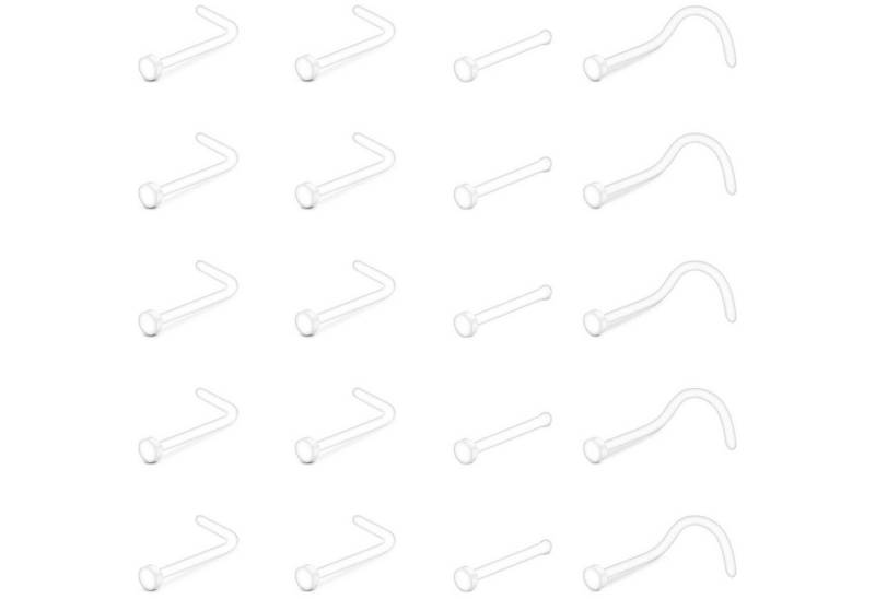 LuxusKollektion Nasenpiercing-Set Nasenstecker Bioflex 20G 18G Retainer L Form 20stk 18g Gemischt von LuxusKollektion