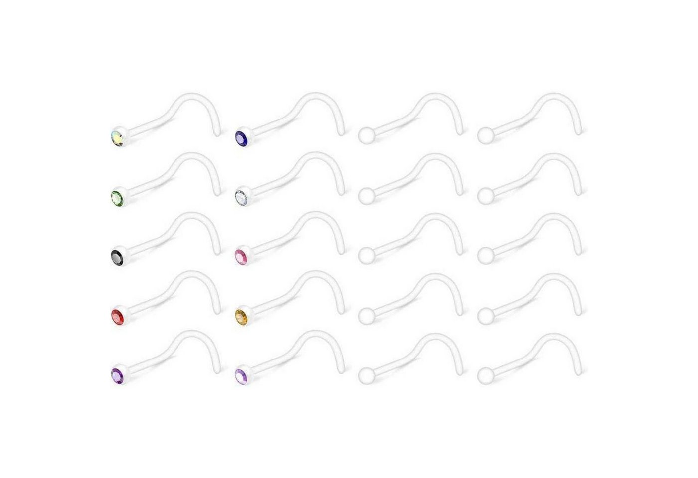 LuxusKollektion Nasenpiercing-Set Nasenstecker Nasenpiercing Retainer 20G 18G Bioflex L Spirale Form von LuxusKollektion