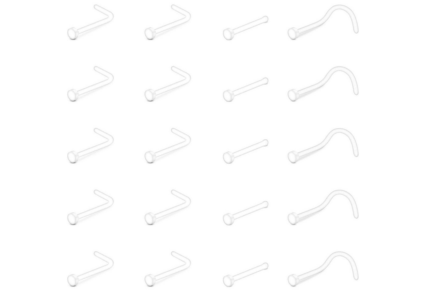LuxusKollektion Nasenpiercing-Set Nasenstecker Retainer Bioflex 18G 20G L Form 20stk 20g Gemischt von LuxusKollektion