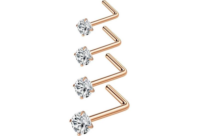 LuxusKollektion Nasenpiercing-Set Nasenstecker Set Edelstahl L-Form Ringe 20G Piercing Frauen Männer von LuxusKollektion