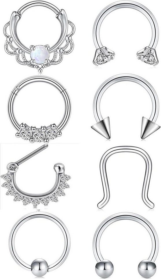 LAURITAMI Nasenpiercing-Set Septum Clicker Hufeisen Ring Nasenpiercing Chirurgenstahl 16G 8mm von LAURITAMI