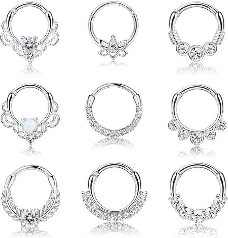 Kakonia Nasenpiercing-Set Septum Piercing Set Chirurgenstahl Zirkonia Nasenpiercing 9stk 16G von Kakonia