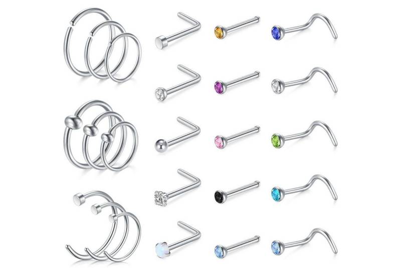 AVYRING Nasenpiercing-Set Silber Nasenpiercing Set Zirkonia 20G Chirurgenstahl Frauen Männer von AVYRING