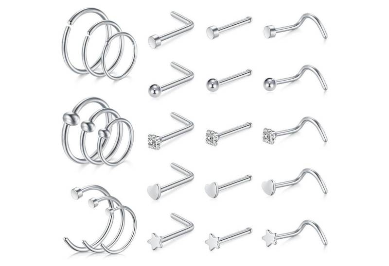 AVYRING Nasenpiercing-Set Silber Nasenpiercing Set mit Zirkonia für Frauen und Männer 20G G01 von AVYRING
