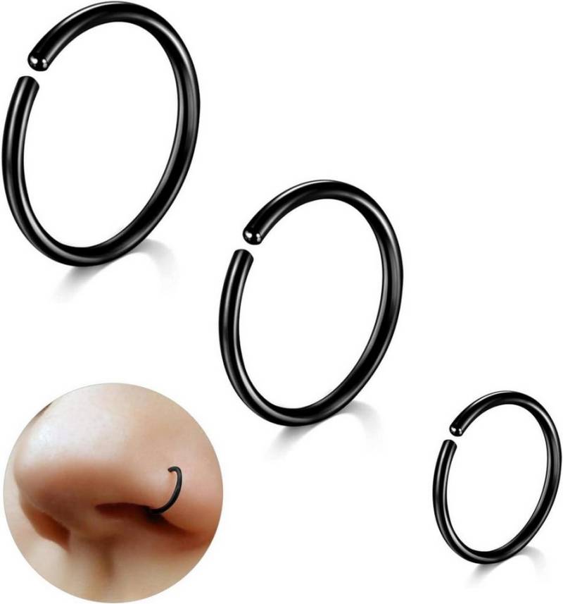 ESHIONER Nasenpiercing-Set Titan Nasenpiercing Set Knorpel Ringe Schwarz Gold Silber 3 Stück 18G von ESHIONER