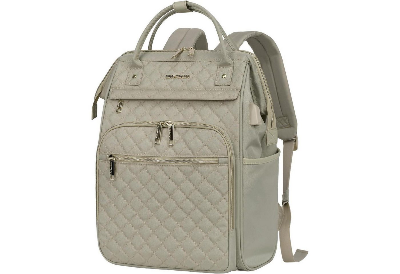 LuxusKollektion Notebook-Rucksack Laptop Rucksack Damen Khaki Arbeit Reisen Uni 17 Inch Beige von LuxusKollektion