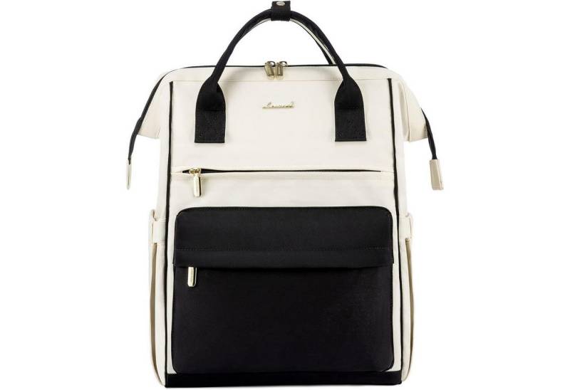 LuxusKollektion Notebookrucksack Rucksack 2in1 Laptopfach Antidiebstahl 15,6 Zoll Schwarz Beige von LuxusKollektion