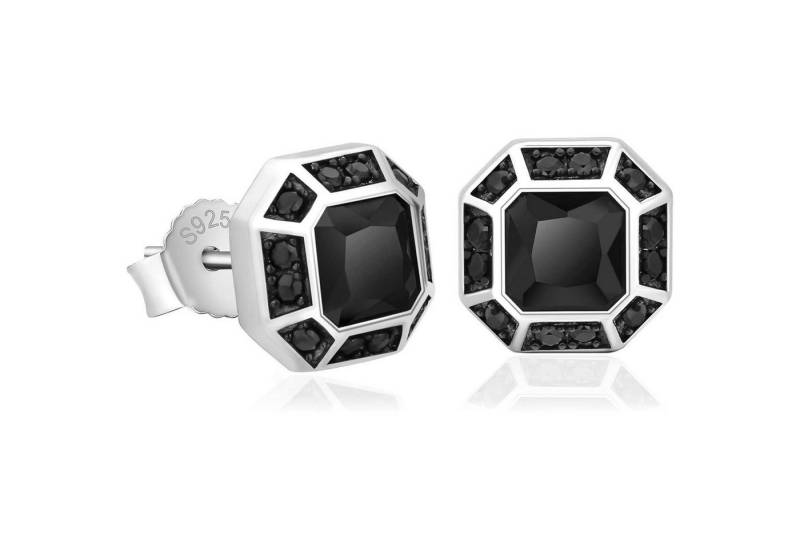 LuxusKollektion Ohrring und Ketten Set 925 Silber Ohrringe Herren Iced Out Zirkonia Geschenk 8.5mm von LuxusKollektion