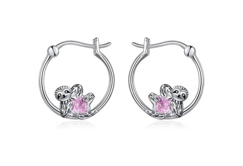 LuxusKollektion Ohrring und Ketten Set 925 Sterling Silber Faultier Kleiner Reif Ohrringe Damen Mädchen von LuxusKollektion