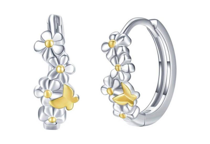 LuxusKollektion Ohrring und Ketten Set Blumen Ohrringe 925 Sterling Silber Schmetterlinge Creolen von LuxusKollektion