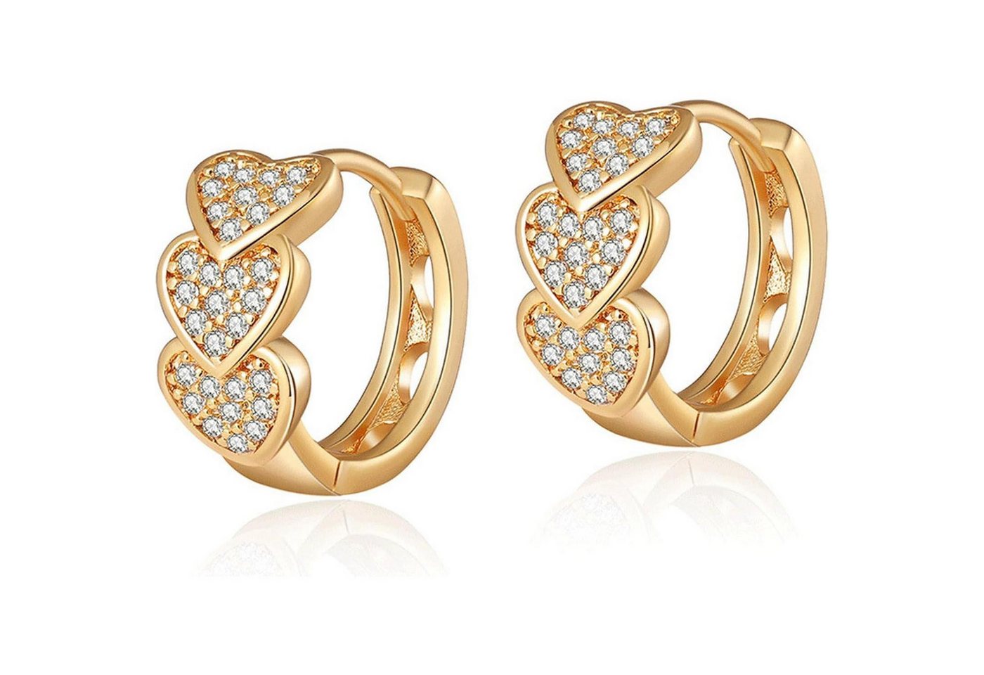 LuxusKollektion Ohrring und Ketten Set Creolen Gold 18K Huggie Knorpel Klobig Mini Damen Gold1 von LuxusKollektion