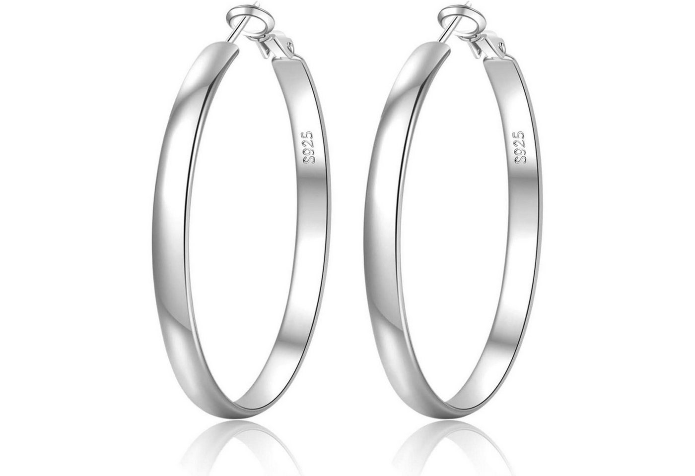 LuxusKollektion Ohrring und Ketten Set Creolen Silber 925 14K Gold Hypoallergen Damen 5mm 30mm Silver 30MM von LuxusKollektion