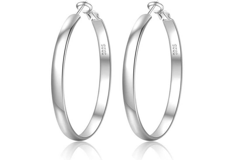 LuxusKollektion Ohrring und Ketten Set Creolen Silber 925 14K Gold Hypoallergen Damen 5mm 30mm Silver 30MM von LuxusKollektion