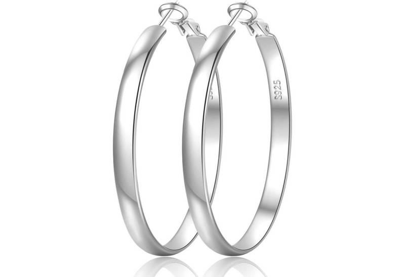 LuxusKollektion Ohrring und Ketten Set Creolen Silber 925 Damen 5mm 14K Gold 60mm Silver 60MM von LuxusKollektion