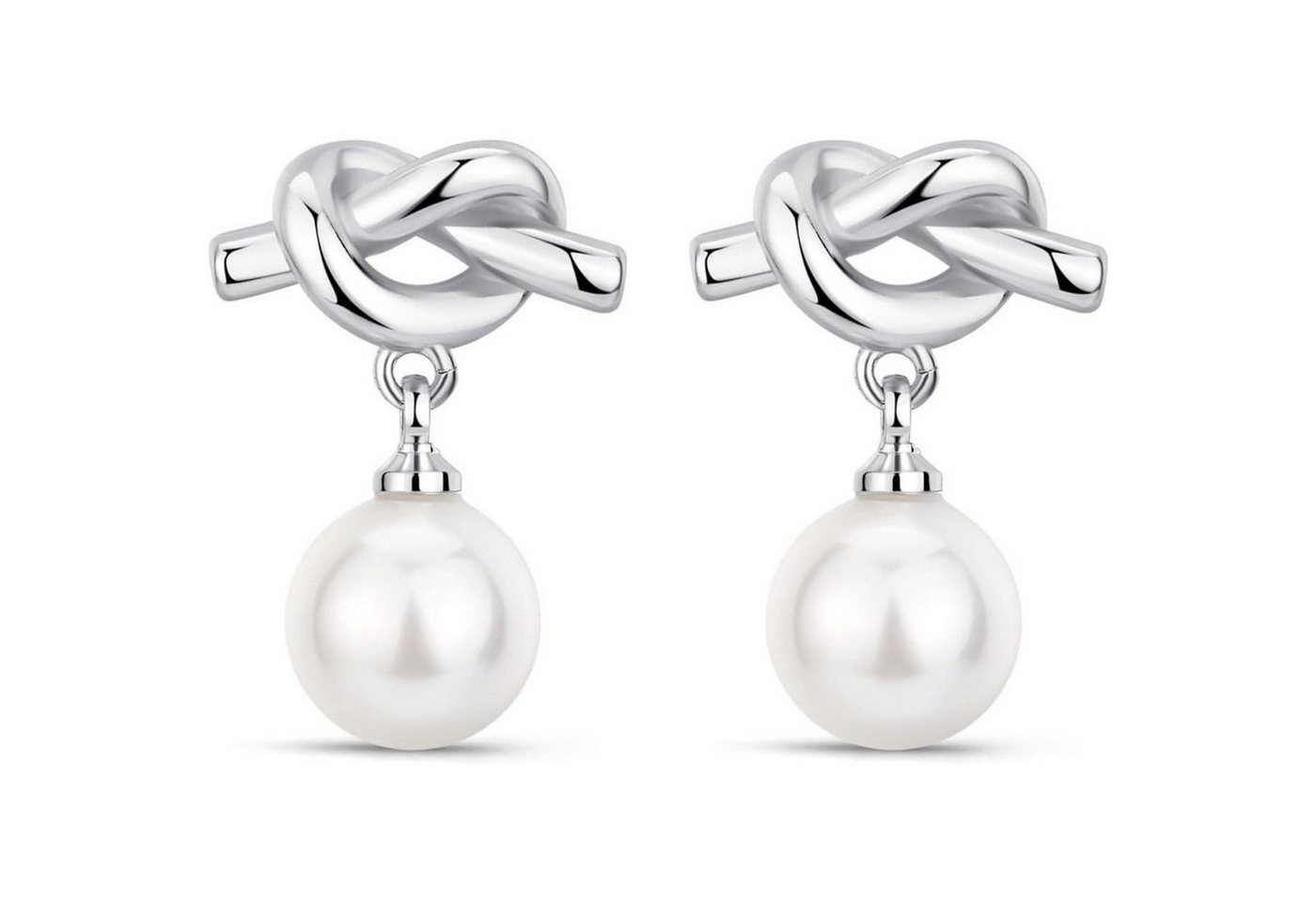 LuxusKollektion Ohrring und Ketten Set Creolen Silber 925 Damen Chunky Hypoallergen B-perlen ohrringe Silber von LuxusKollektion