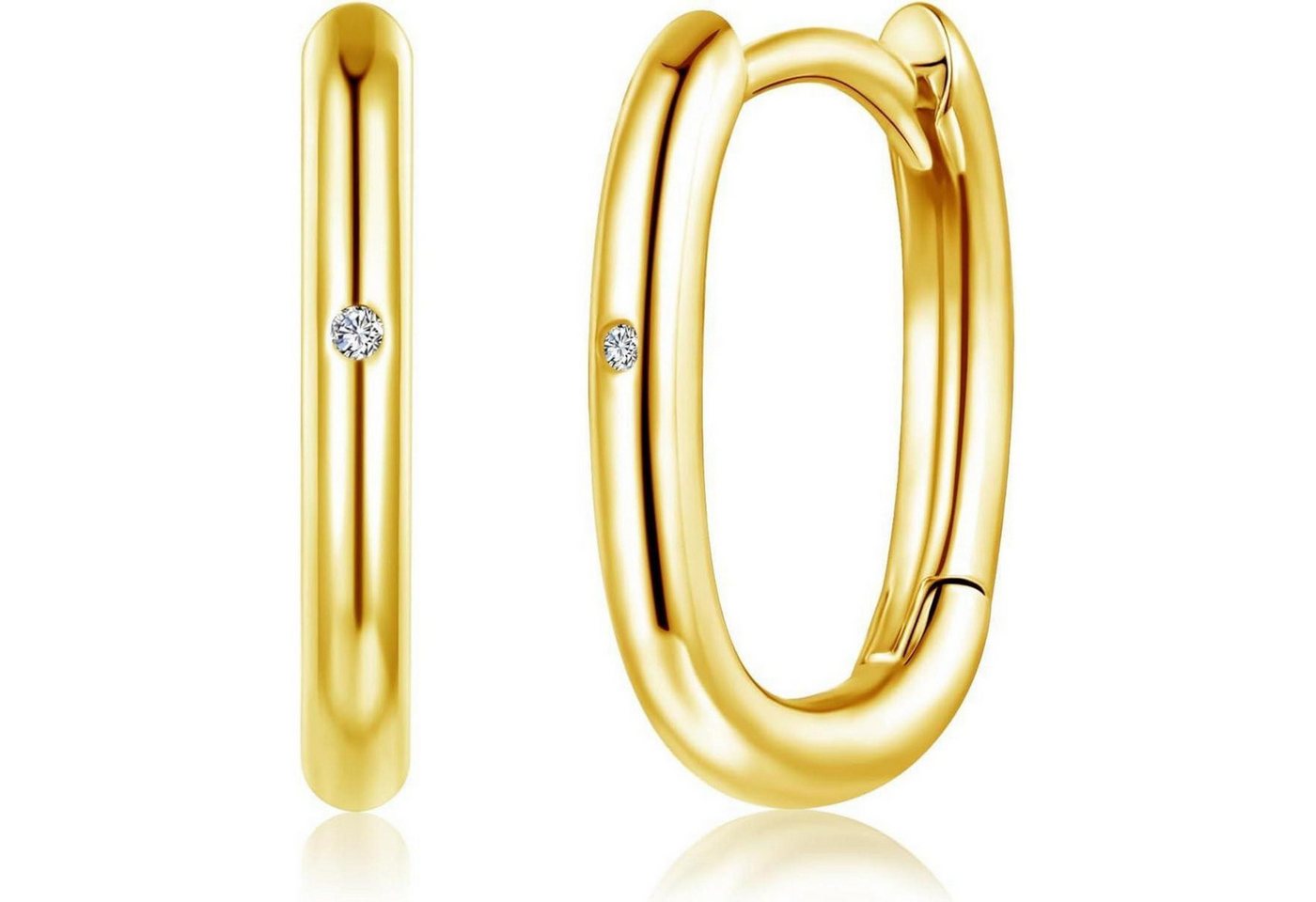 LuxusKollektion Ohrring und Ketten Set Creolen Silber 925 Zirkonia 5A Hypoallergen Damen B-Gold von LuxusKollektion