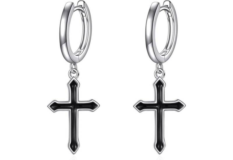 LuxusKollektion Ohrring und Ketten Set Creolen Silber Kreuz Sterne Damen Herren Schwarze Kreuz Silber Creolen von LuxusKollektion