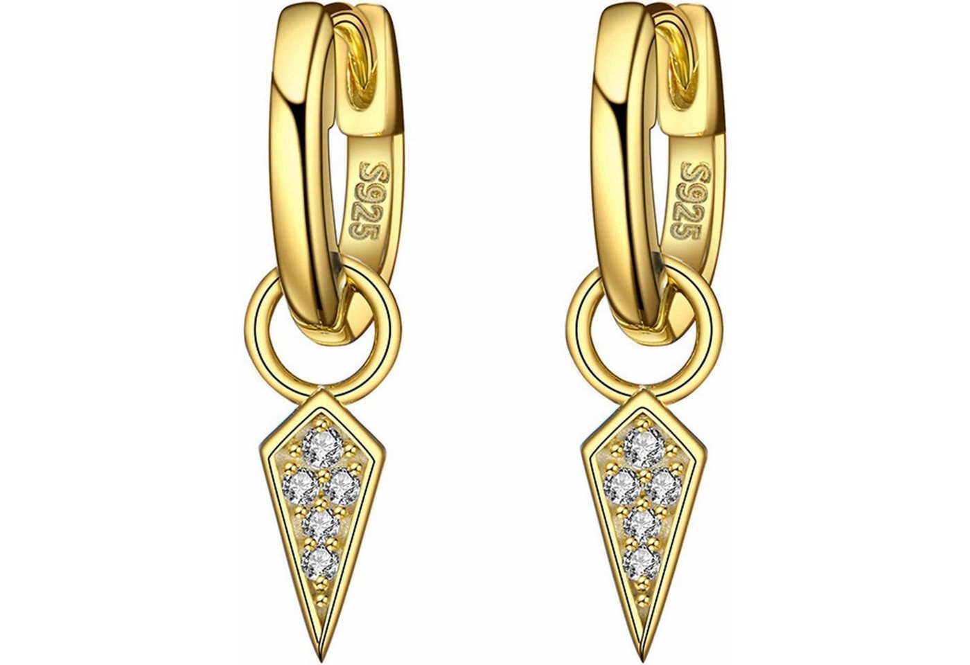 LuxusKollektion Ohrring und Ketten Set Damen Creolen Gold 925 Sterling Silber Hoops Geschenk für Frauen von LuxusKollektion