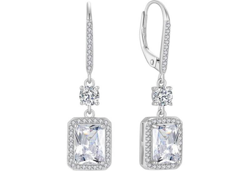 LuxusKollektion Ohrring und Ketten Set Hängende Prinzessschliff Ohrringe 925 Sterling Silber Zirkonia von LuxusKollektion