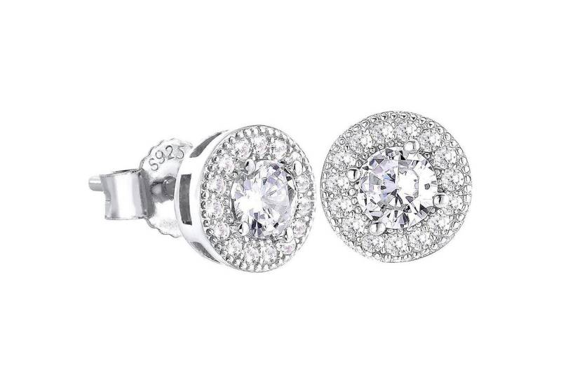 LuxusKollektion Ohrring und Ketten Set Herren Ohrringe Silber 925 Iced Out Ohrstecker Zirkonia Blau von LuxusKollektion