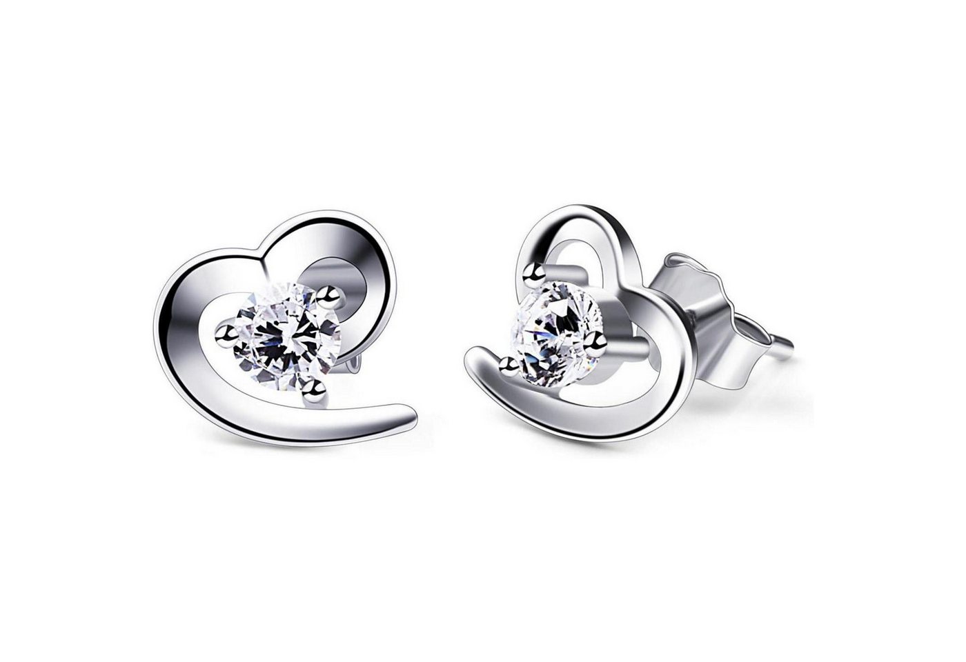 LuxusKollektion Ohrring und Ketten Set Herz Ohrringe 925 Sterling Silber Zirkonia Ohrstecker Damen-Schmuck von LuxusKollektion