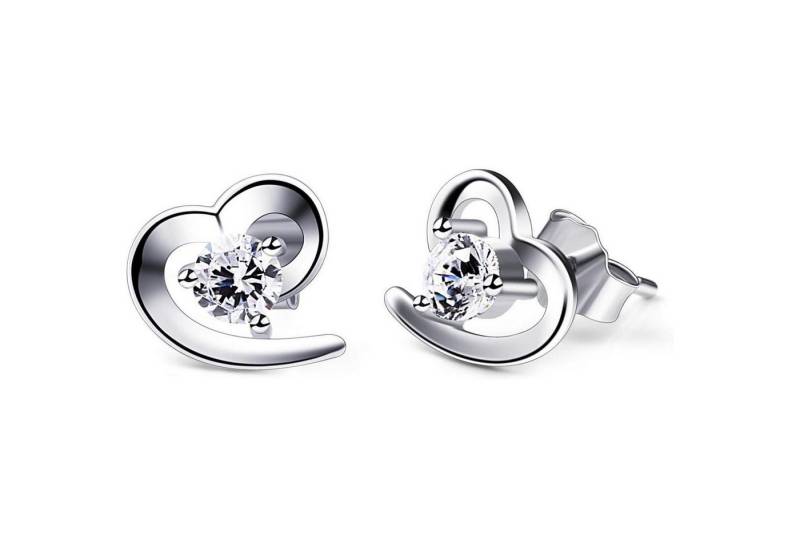 LuxusKollektion Ohrring und Ketten Set Herz Ohrringe 925 Sterling Silber Zirkonia Ohrstecker Damen-Schmuck von LuxusKollektion