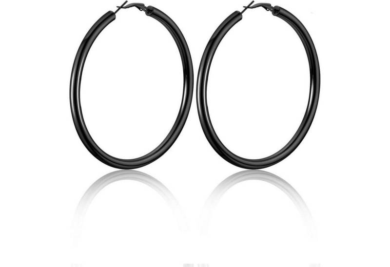 LuxusKollektion Ohrring und Ketten Set Kreolen Damen Ohrringe Edelstahl 18k vergoldet 5mm 01-schwarz-80mm von LuxusKollektion