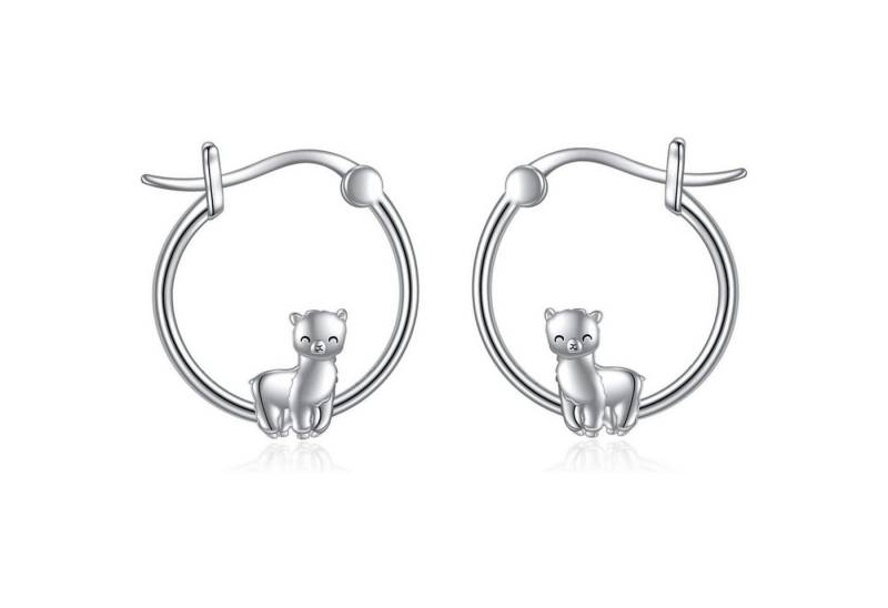 LuxusKollektion Ohrring und Ketten Set Lama Hoop Ohrringe 925 Sterling Silber für Frauen - Faultier Schmuck von LuxusKollektion