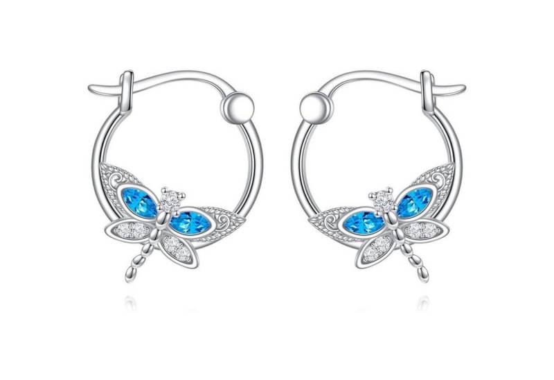 LuxusKollektion Ohrring und Ketten Set Libelle Ohrringe 925 Sterling Silber Blauer Kristall Damen Mädchen von LuxusKollektion