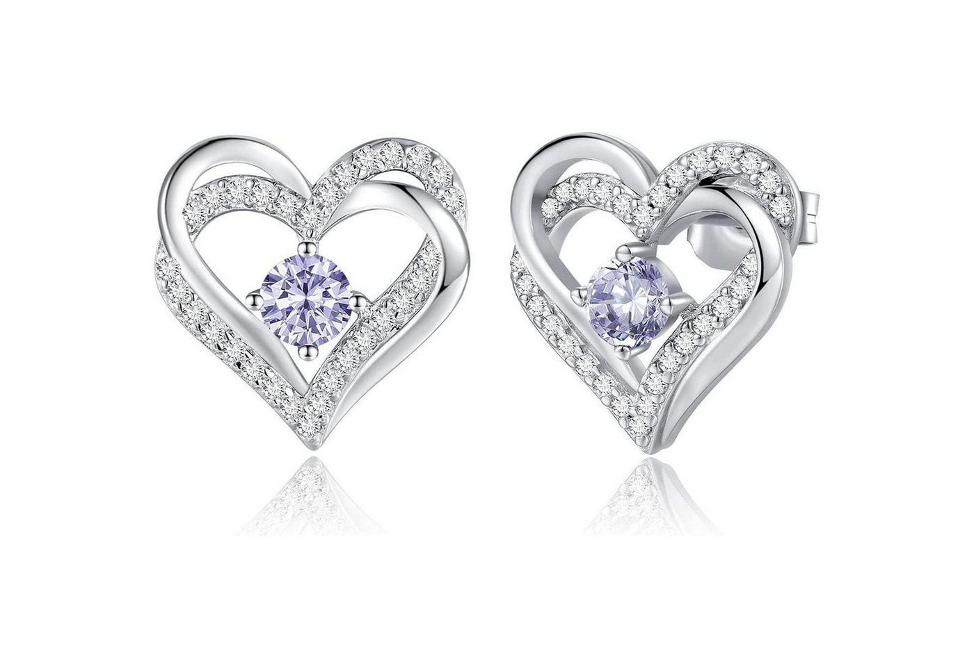 LuxusKollektion Ohrring und Ketten Set Ohrringe 925 Silber Rosegold Herz Geburtsstein Weißes Gold-06-Jun von LuxusKollektion