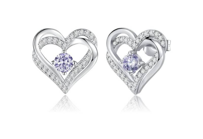 LuxusKollektion Ohrring und Ketten Set Ohrringe 925 Silber Rosegold Herz Geburtsstein Weißes Gold-06-Jun von LuxusKollektion