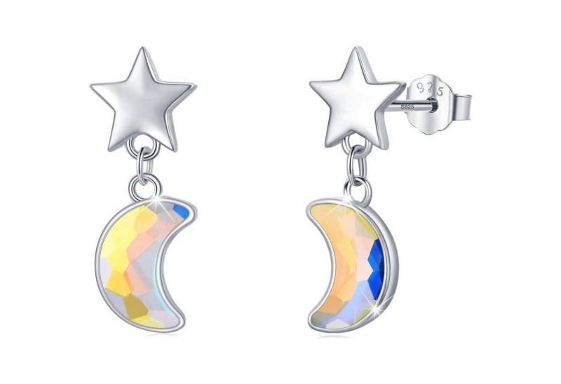 LuxusKollektion Ohrring und Ketten Set Ohrringe 925 Sterling Silber Damen Stern Mond Kristall Ohrstecker 1 von LuxusKollektion