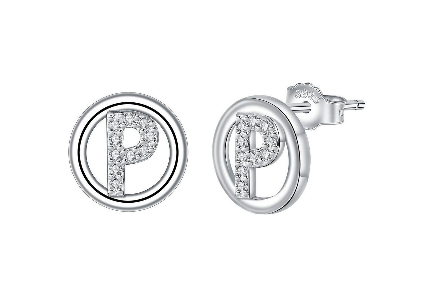 LuxusKollektion Ohrring und Ketten Set Ohrringe Buchstaben Alphabet 26 Initiale Silber 925 Damen Silber-16 von LuxusKollektion