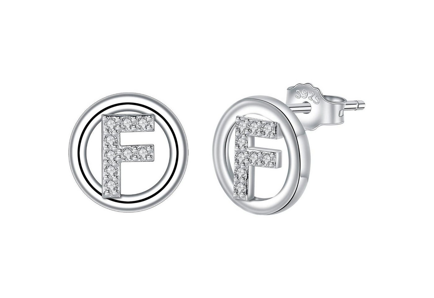 LuxusKollektion Ohrring und Ketten Set Ohrringe Buchstaben Silber 925 Initiale Damen Geschenk Silber-6 von LuxusKollektion