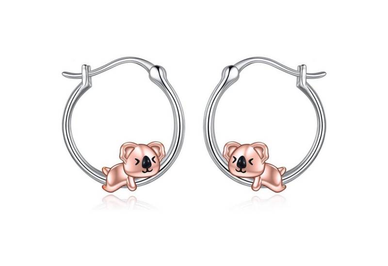 LuxusKollektion Ohrring und Ketten Set Ohrringe Creolen 925 Silber Bulldogge Katze Damen Waschbär von LuxusKollektion