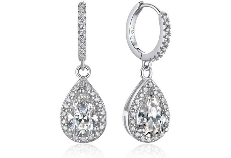 LuxusKollektion Ohrring und Ketten Set Ohrringe Creolen Anhänger Moissanite 2 Karat D-Teardrop Anhänger von LuxusKollektion