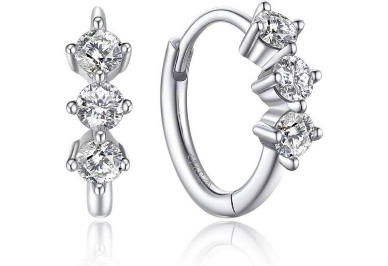 LuxusKollektion Ohrring und Ketten Set Ohrringe Creolen Moissanite Diamant 2ct 925 Silber F-Creolen-3 Steine von LuxusKollektion
