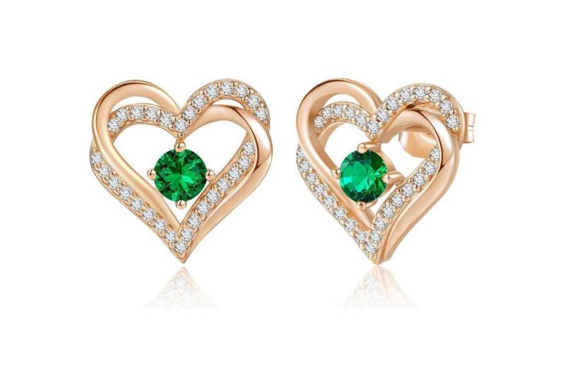 LuxusKollektion Ohrring und Ketten Set Ohrringe Damen 925 Silber Ohrstecker Herz Roségold-05-May von LuxusKollektion