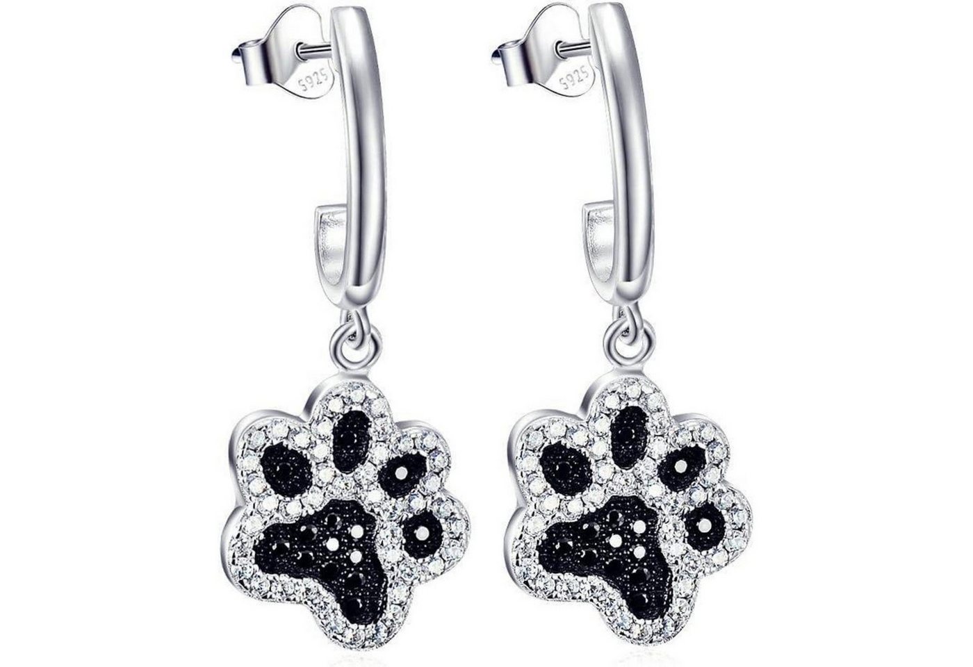 LuxusKollektion Ohrring und Ketten Set Ohrringe Damen 925er Sterlingsilber Tropfen Hypoallergen Pfotenabdruck von LuxusKollektion